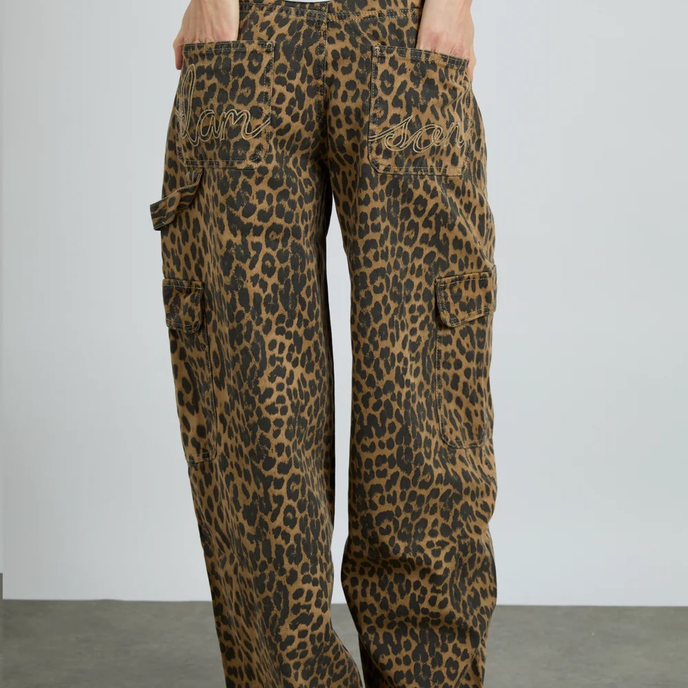 DAMSON MADDER DION LEOPARD CARPENTER CARGO PANTS - US 12/UK 16